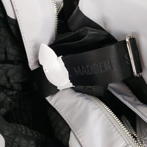 Steve Madden Bstripe Purse Gray Nylon Shoulder Tote Y2K Spellout - Picture 6 of 12